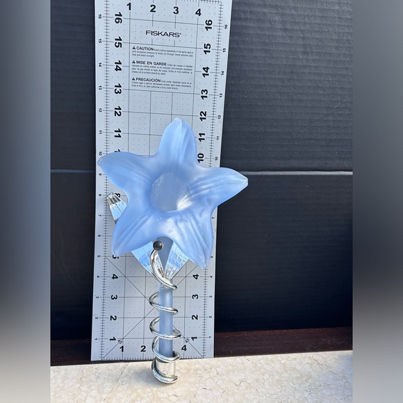 Vintage  Blue Glass FlowerCandle Holder - Picture 5 of 9
